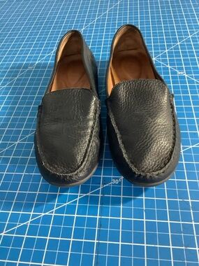 Black leather slip on loafers flats SUDINI 10M
